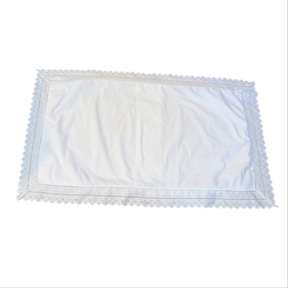 Vintage Wamsutta Pillow Sham King Eyelet Lace Trim Cottagecore Shabby Chic White